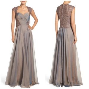 NEW La Femme 21661 Ruched Chiffon A-line Gown In Cocoa
